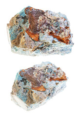 set of Scorodite stones cutout on white