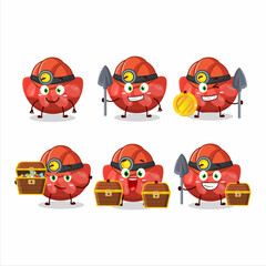 miners red orange gummy candy cute mascot character wearing helmet