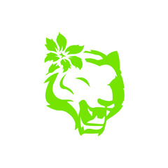 Tiger and Lily logo concept. Flower with tiger silhouette logo for art