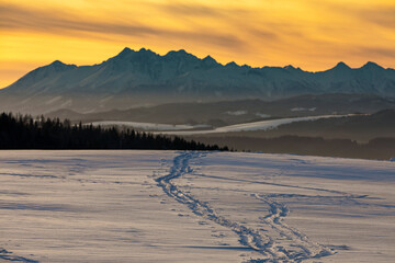 View of the winter mountains