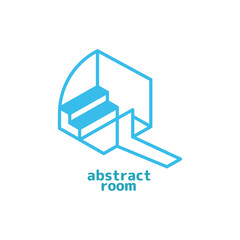 Abstract Room logo with door and stair. Chat room logo concept