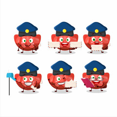 A picture of cheerful red orange gummy candy postman cartoon design concept