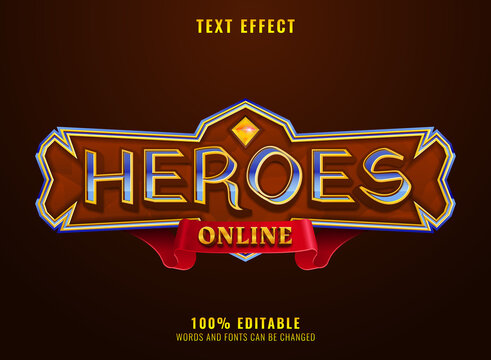 Fototapeta fantasy golden diamond heroes online medieval rpg game logo text effect with frame border and ribbon