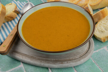 fish soup on a table