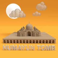 Humayun's Tomb in Delhi monument in 3d render