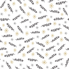 Christmas seamless pattern with isolated hand drawn elements