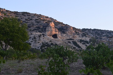 mountain and cave