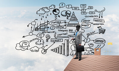 Concept of home security and privacy protection with camera headed man