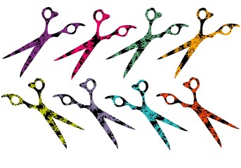 Coloured scissors set for cards and postcard and magazines and stickers and hobbies
