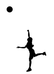 Silhouette of a basketball player. The child is throwing the ball.