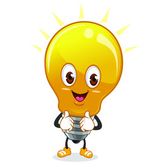 lamp mascot cartoon in vector