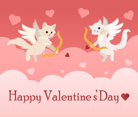 valentine greeting card with kittens-cupids