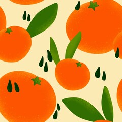 Tangerine seamless oranges pattern for fabrics and textiles and packaging and gifts and cards and linens and kids 