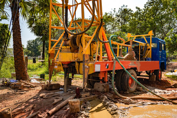 Fototapeta na wymiar Water well drilling - borewell borehole drilling digging