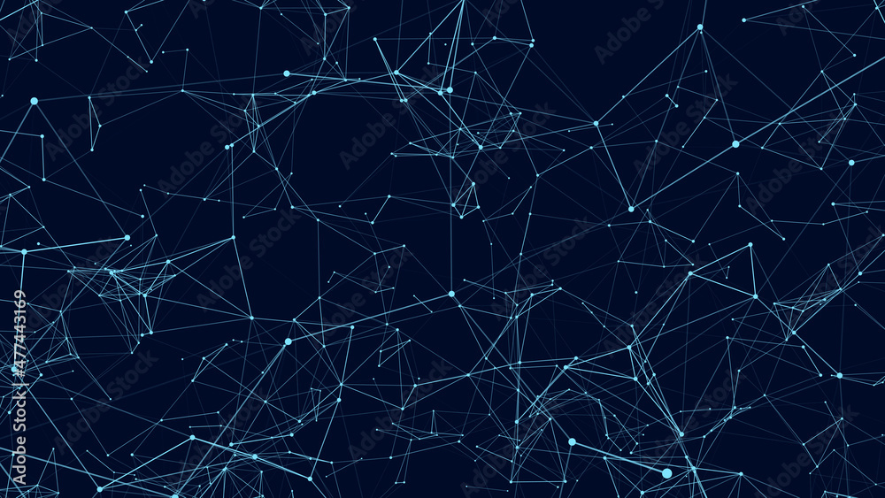 Leinwandbilder Abstract digital background of points and lines. Glowing blue plexus. Big data. Network or connection. Abstract technology science background. 3d vector illustration.