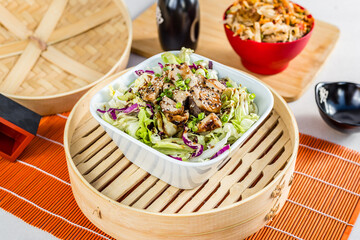 Asian Food Pad Thai Wok Flavor Pasta Rice Chicken Shrimp Perfect Plate Salad