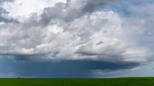 Cumulonimbus Cloud Moving and greenfield Timelapse 