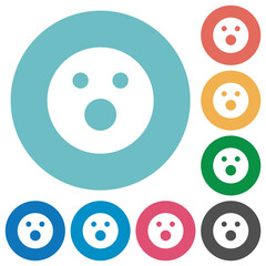 Shocked emoticon solid flat round icons