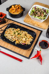 Asian Food Pad Thai Wok Flavor Pasta Rice Chicken Shrimp Perfect Plate Salad