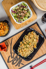 Asian Food Pad Thai Wok Flavor Pasta Rice Chicken Shrimp Perfect Plate Salad
