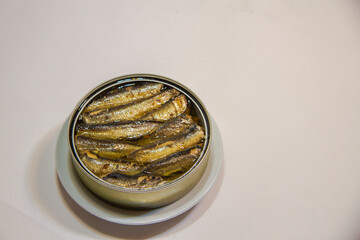 Canned fish in a metal can