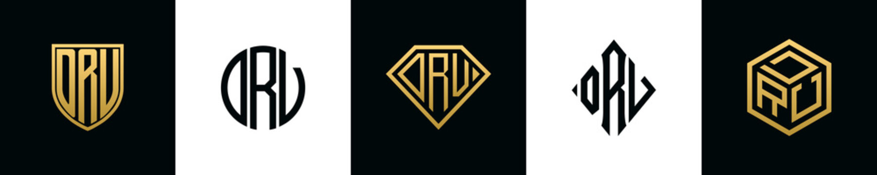 Initial letters DRV logo designs Bundle