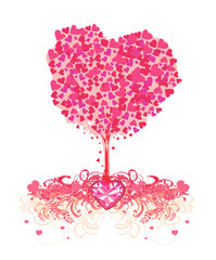 abstract heart tree - beautiful valentines card