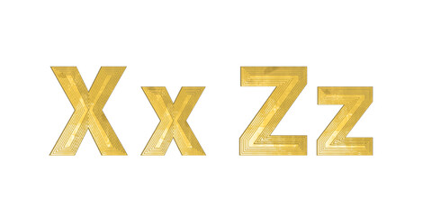 Vector golden 3D alphabet.	