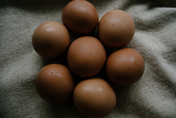 eggs on wooden background