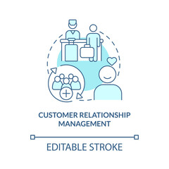 Customer relationship management turquoise concept icon. Rental service abstract idea thin line illustration. Isolated outline drawing. Editable stroke. Roboto-Medium, Myriad Pro-Bold fonts used