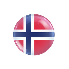 Norway flag icon round badge or button. Glossy sphere vector illustration.	