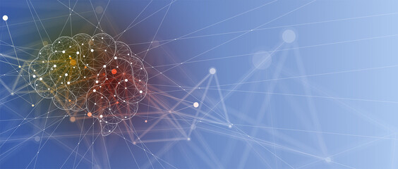 Quantum processing. Deep learning artificial intelligence. Future new technology  for business or science presentation