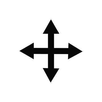 Four arrows icon. Different direction. Navigation concept. Cursor sign. Simple line art. Vector illustration. Stock image. EPS 10.
