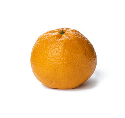 ripe orange tangerine isolated on white background, close up