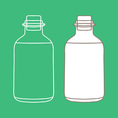 Bottle with stopper. Vector illustration of package for liquid. Line design icon.