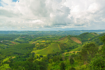 High angle of mountain and road,Inthanon Highest Mountain of Thailand Landmark Nature Travel Places of Chiangmai Panorama Aerial View