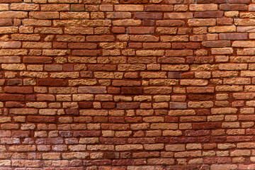Red grunge brick wall, abstract background texture with old dirty and vintage style pattern. Stock
