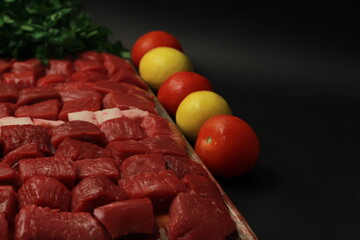Photographs of red meat, offal and meat varieties.