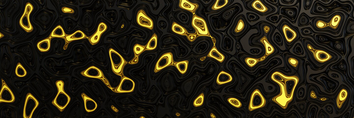 3D  abstract gold and black background.
