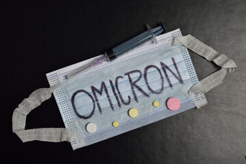 Omicron coronavirus mask protection concept 