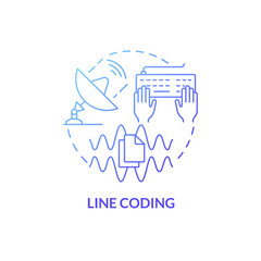 Line coding blue gradient concept icon. Transmission synchronization. Programming abstract idea thin line illustration. Isolated outline drawing. Roboto-Medium, Myriad Pro-Bold fonts used