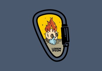 skull head with flame and thumb up illustration