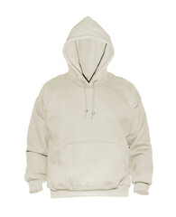 Blank hoodie sweatshirt color beige on invisible mannequin template front view on white background
