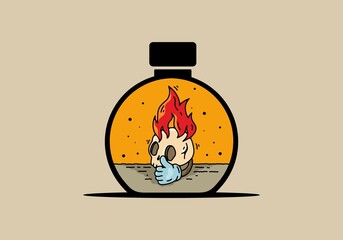 skull head with flame and thumb up illustration