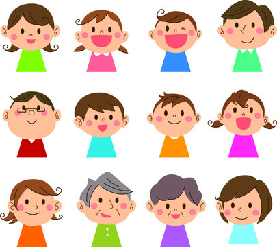 Set of male female child family icon illustrations