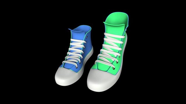 Runing Shoes Change Color - 3d render looped with alpha channel. 