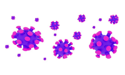 Coronavirus 3D-Illustration Eine 3D-Illustration des Coronavirus in den Farben Violett und Pink. Isoliert.