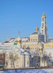 Gold ring of Russia. Temples and bell tower of the Trinity-Sergius Lavra in Sergiev Posad