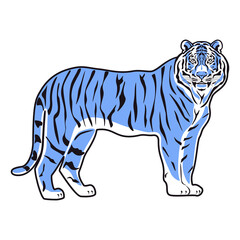 Blue tiger symbol. Icon, logo or tattoo. Vector illustration.