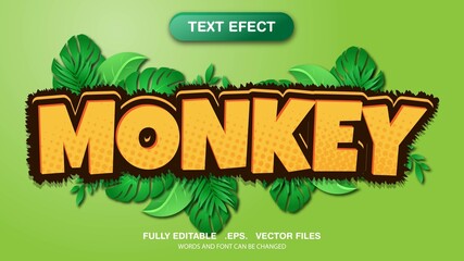 3D editable text effect and font style template, monkey themed © Ardhy